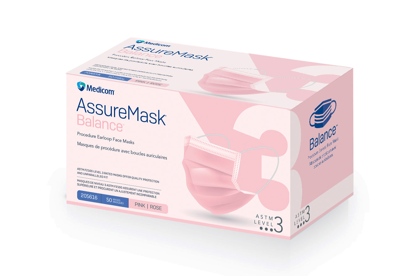 AssureMask Balance Procedure Earloop Face Masks | ASTM Level 3 Protection - Pack of 50