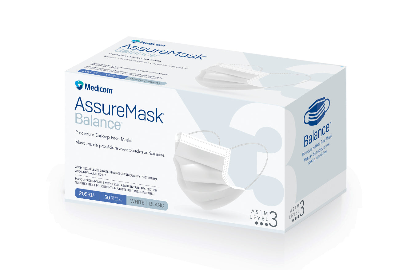 AssureMask Balance Procedure Earloop Face Masks | ASTM Level 3 Protection - Pack of 50