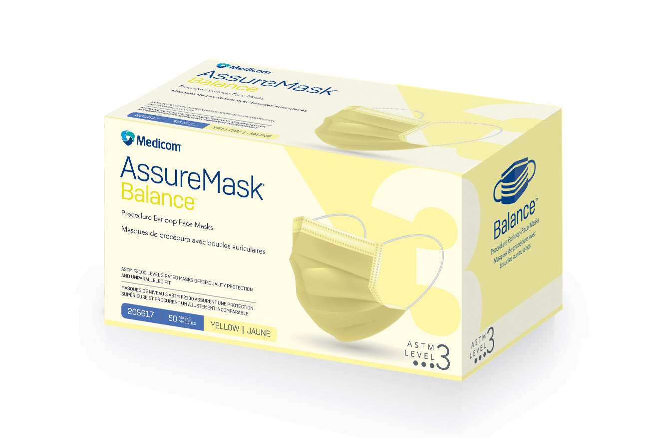 AssureMask Balance Procedure Earloop Face Masks | ASTM Level 3 Protection - Pack of 50