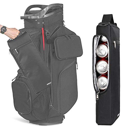 AROUY Golf Cooler Bag - Golf Accessories for Men and Small Soft Cooler Bags Insulated Beer Cooler Holds a 6 Pack of Cans or Two Bottles of Wine, Golf Sports Bags