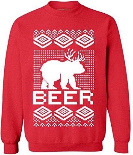 Awkwardstyles Ugly Christmas Beer Deer Sweater Holidays Sweatshirts L Red