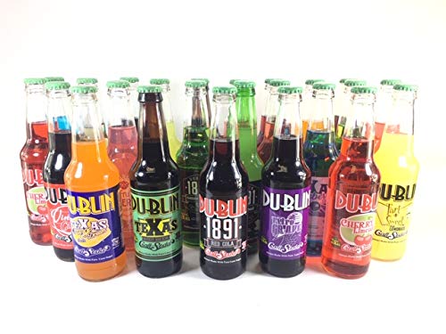 Case 24 Dublin Texas Bottling Works Variety Pack - 15 Flavors Glass Bottles - 12 oz - Real Pure Cane Sugar - Makers of Dublin Dr Pepper