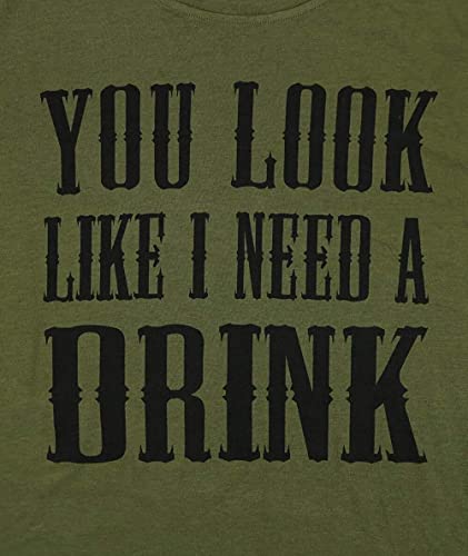 Country Music Shirt for Women You Look Like I Need a Drink T Shirt Short Sleeve Beer Festival Party Tee Shirts Size XL (Army Green)