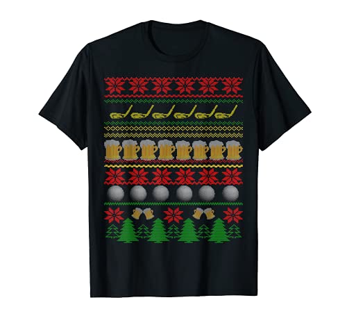 Golf and Beer Ugly Christmas Sweater Funny Holiday T-Shirt