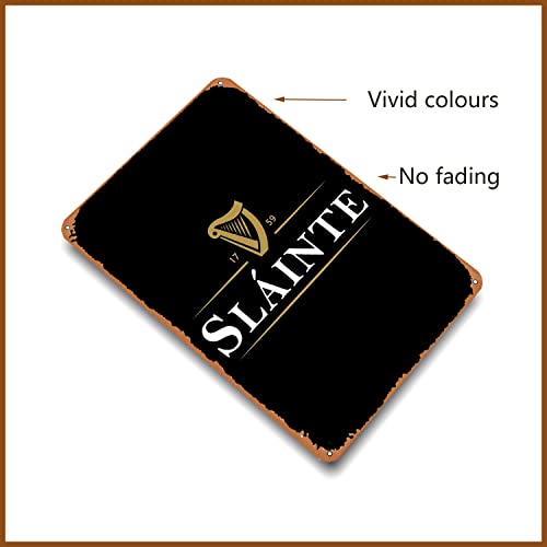 YFSIGN Slainte Guinness - Retro Metal Tin Sign Vintage Plaque Poster for Home Kitchen Bar Coffee Shop 12x8 Inch