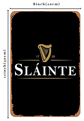 YFSIGN Slainte Guinness - Retro Metal Tin Sign Vintage Plaque Poster for Home Kitchen Bar Coffee Shop 12x8 Inch