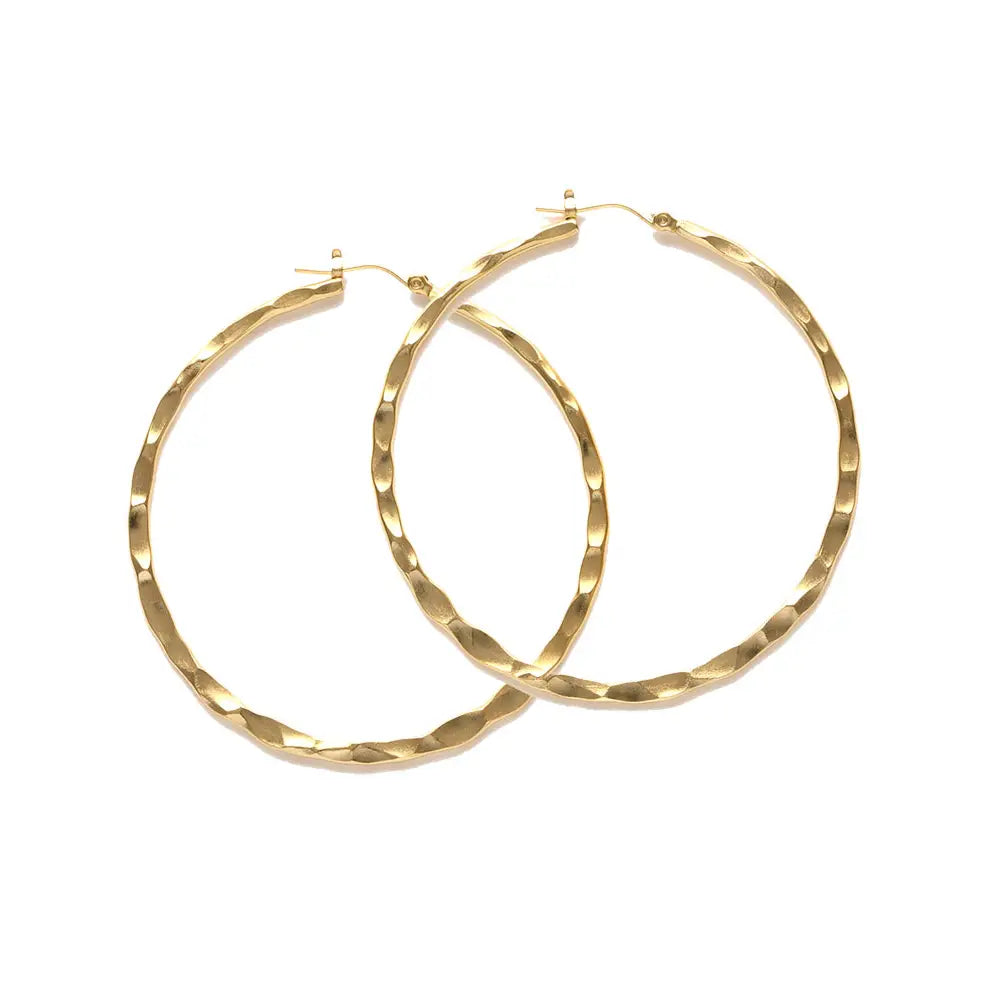 Hammered Hoop Earrings 1.5 inch