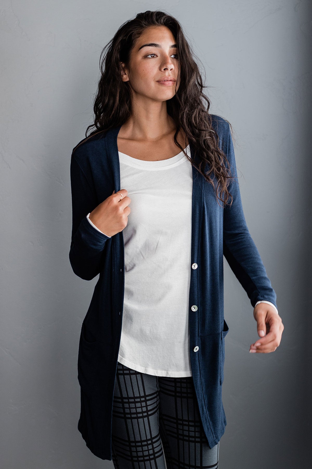 Leslie Long Sleeve Bamboo Cardigan by YALA