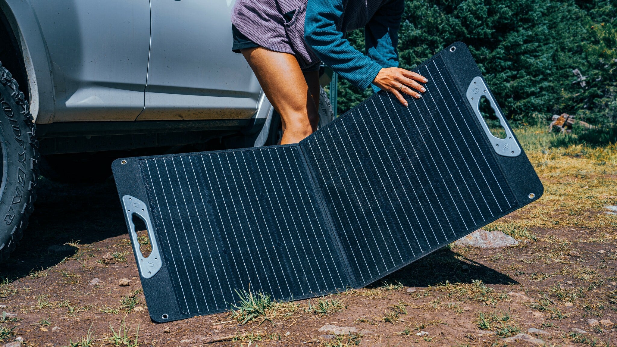 POWEREPUBLIC 100W Portable Solar Panel For Camping