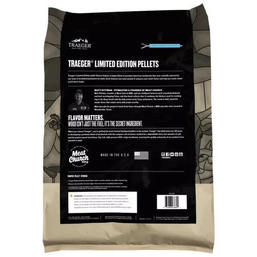 Traeger PEL350 Wood Pellets, Limited Edition Meat Church Blend, 18 lb. Bag