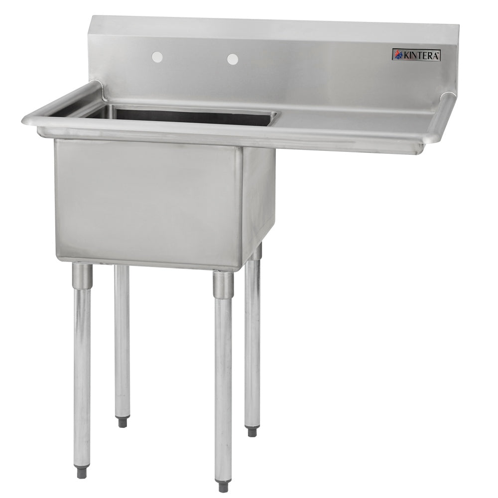 Kintera KES1C1824-R18 / 946691 Stainless Steel Single Compartment Prep Sink w/ Right Drain Board, 38-1/2