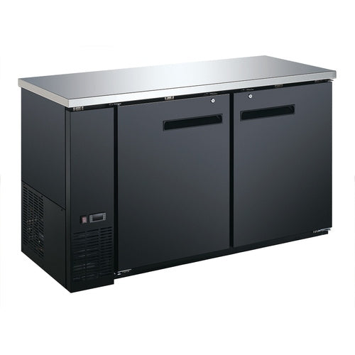 Kintera KBB2460X Back Bar Cooler, 2 Solid Doors, Black, 60-3/4