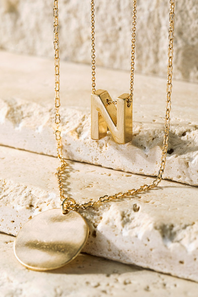 Initial and Pendant Layered Necklace