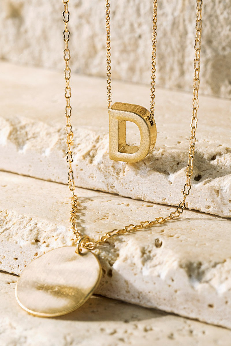 Initial and Pendant Layered Necklace
