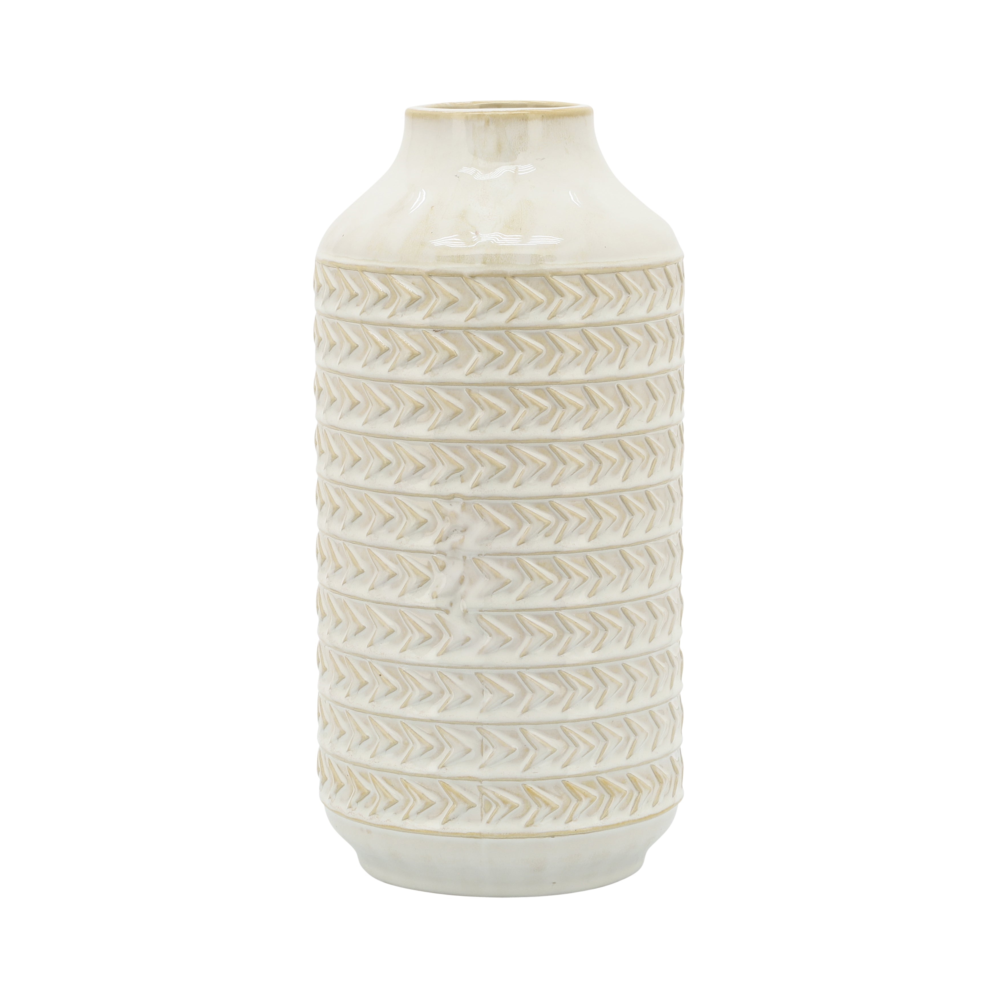 Ivory Ceramic Aztec Vase, 13
