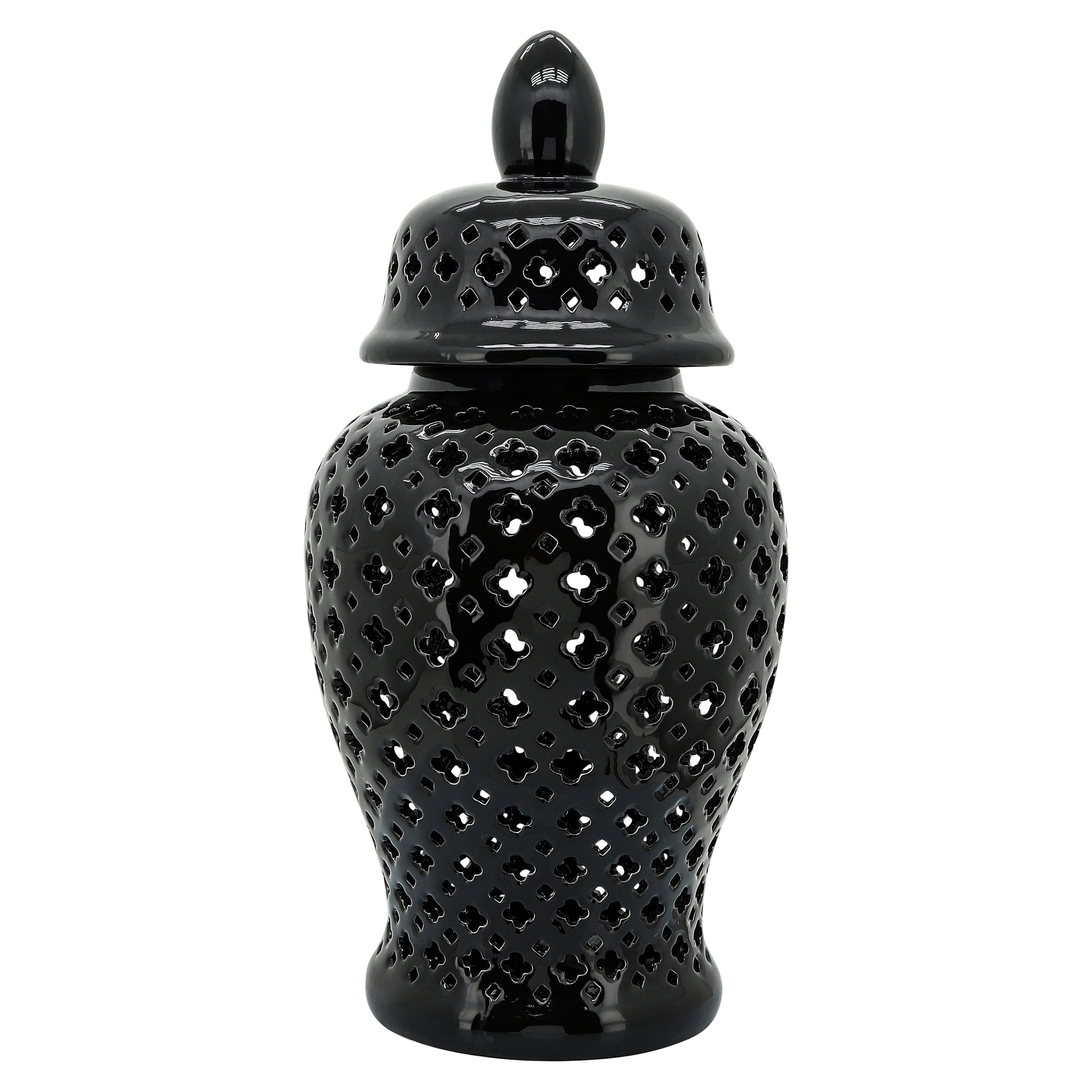 Black Cut-out Clover Temple Jar 24