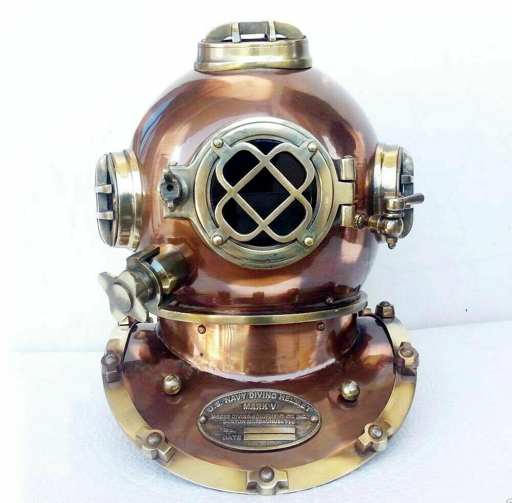 Diving Helmet US Navy Mark V Antique Brass Steel Full Size Maritime Gift