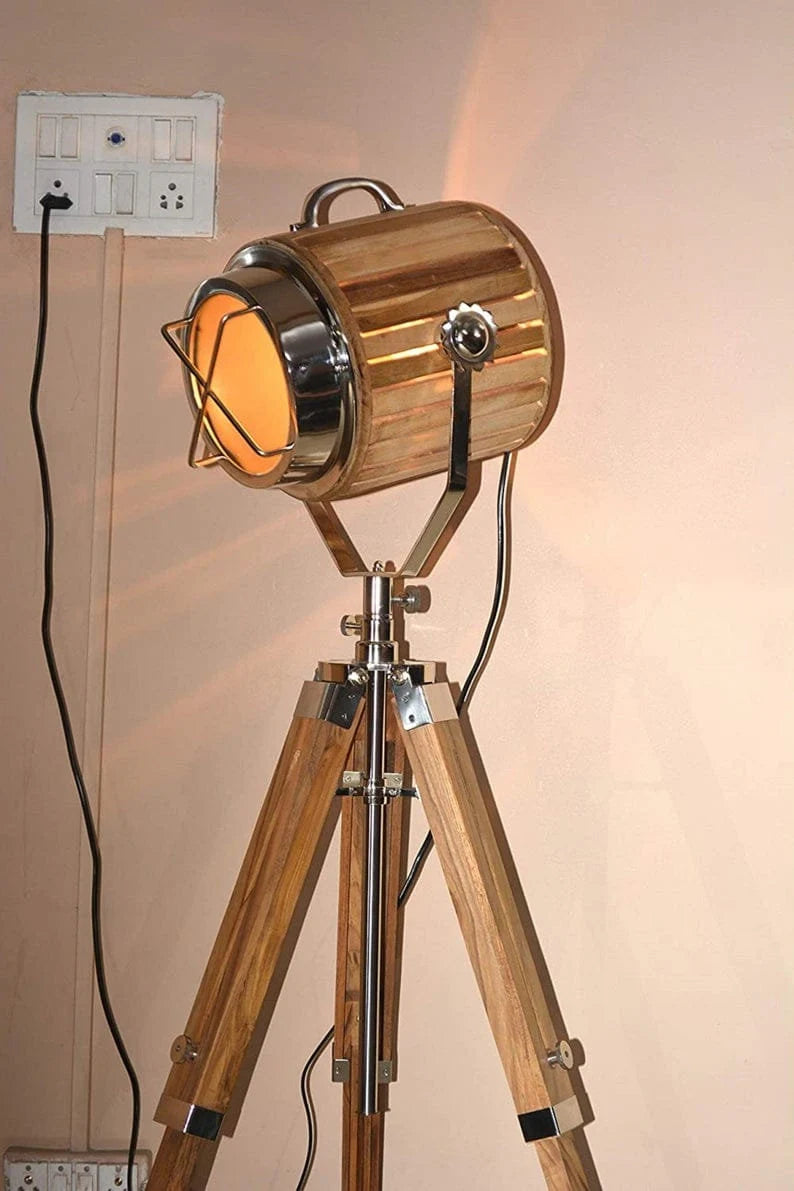 Hollywood designer floor light with black tripod stand antique spotlightcccc