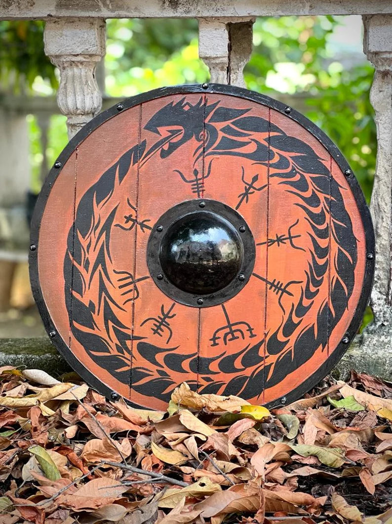 Handcrafted Medieval Viking Shield - 24-Inch Wooden Battle Ready Defense