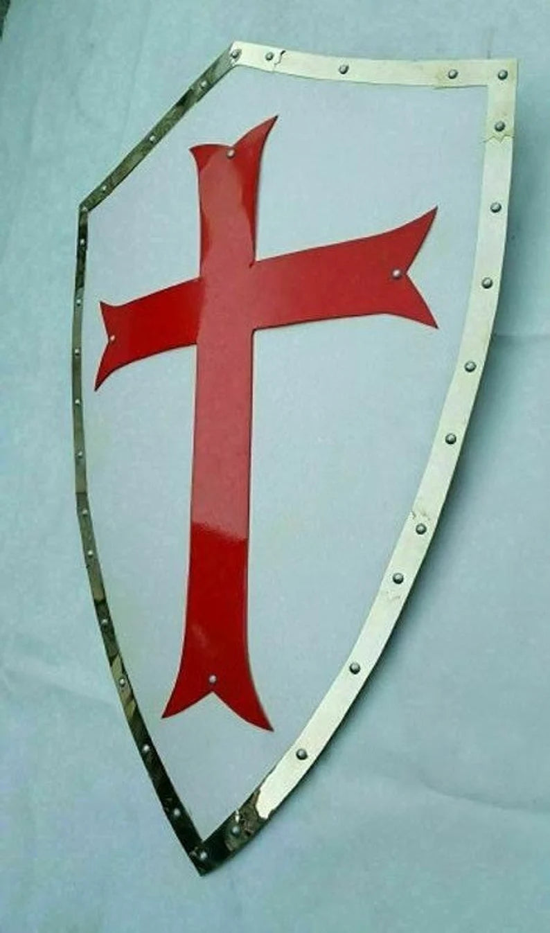 Medieval Red Cross Templar Shield ~ Heater Shield