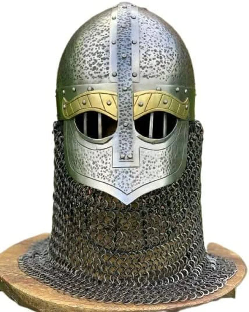 Medieval Armor Viking Helmet Steel Aching Chain Mail Helmet