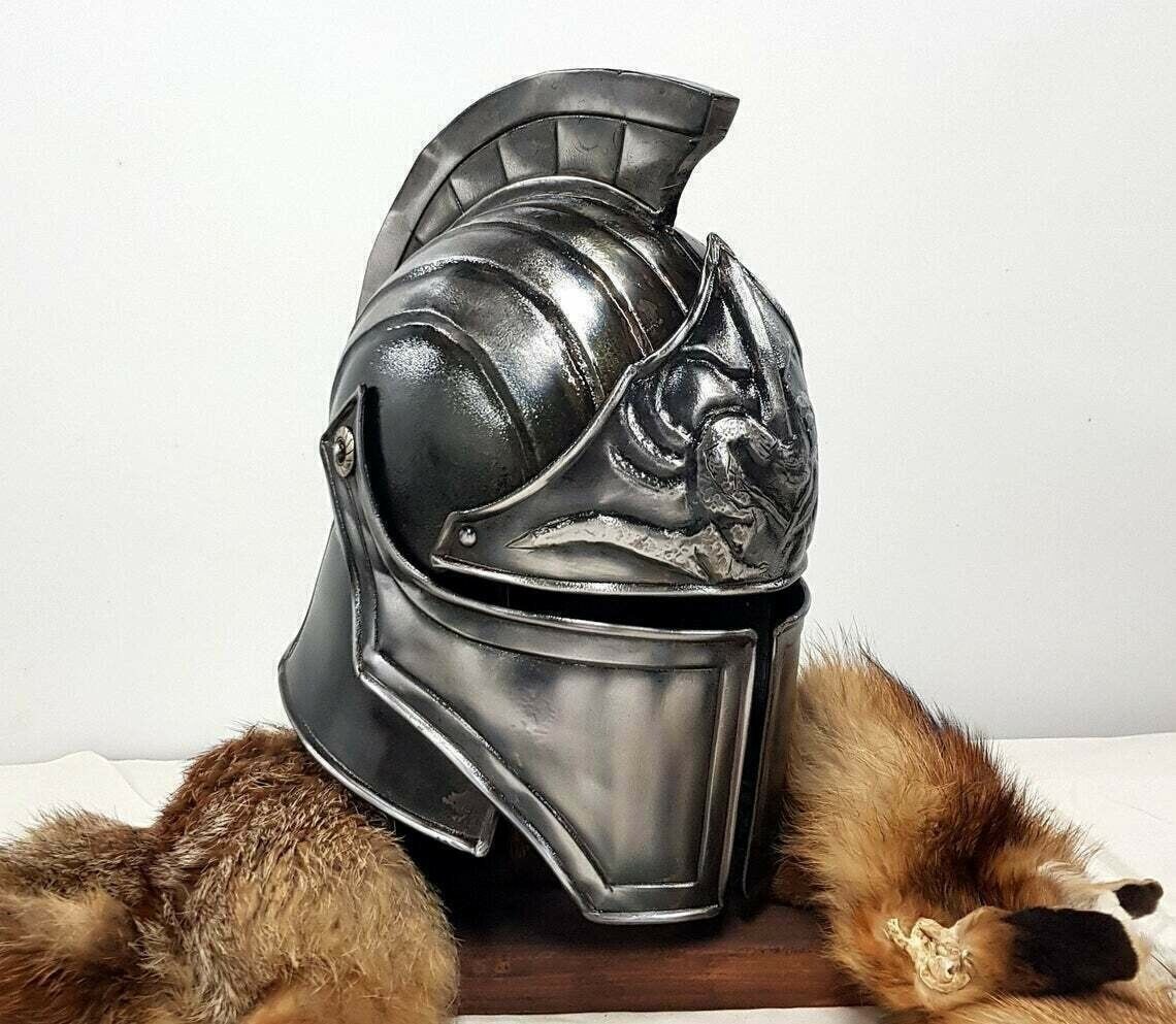 Blackened 18 Gauge Steel Medieval Legionnaire Fantasy Helmet