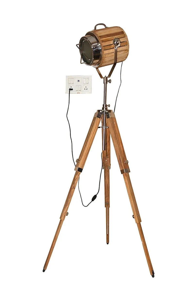 Hollywood designer floor light with black tripod stand antique spotlightcccc