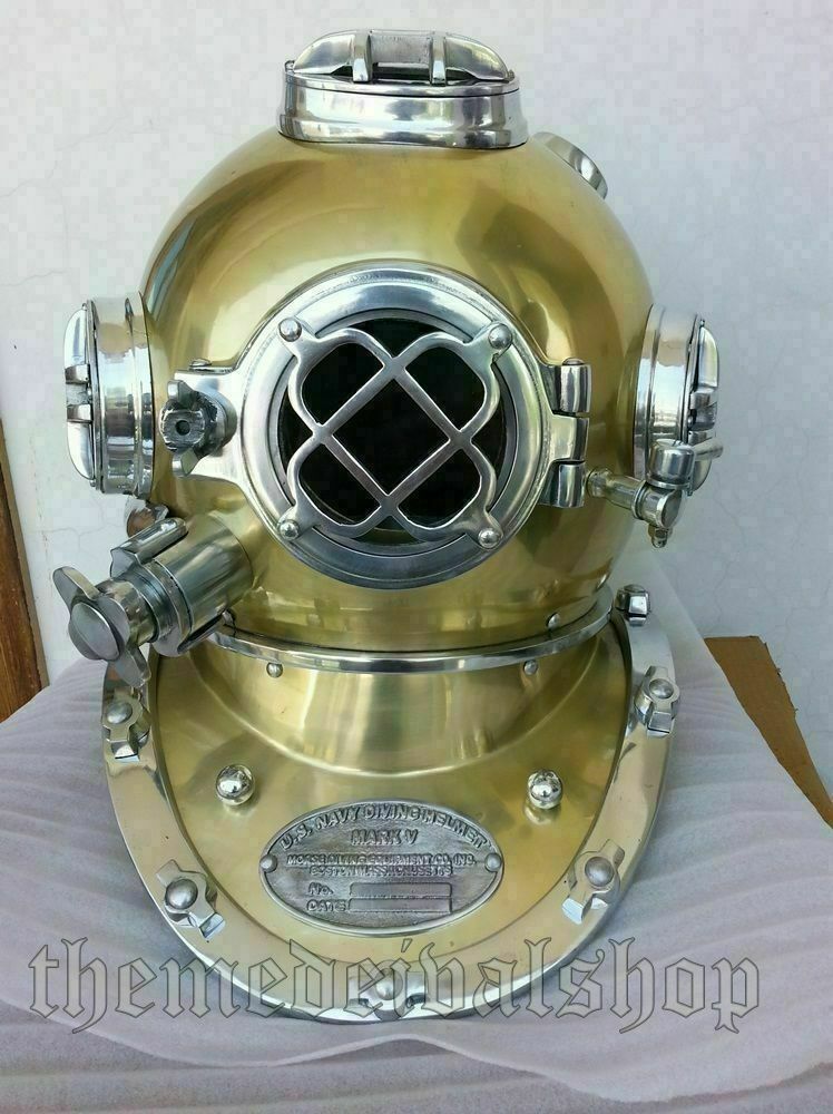 Diving Helmet Us Navy Mark V Antique Brass Steel Full Size Maritime Gift