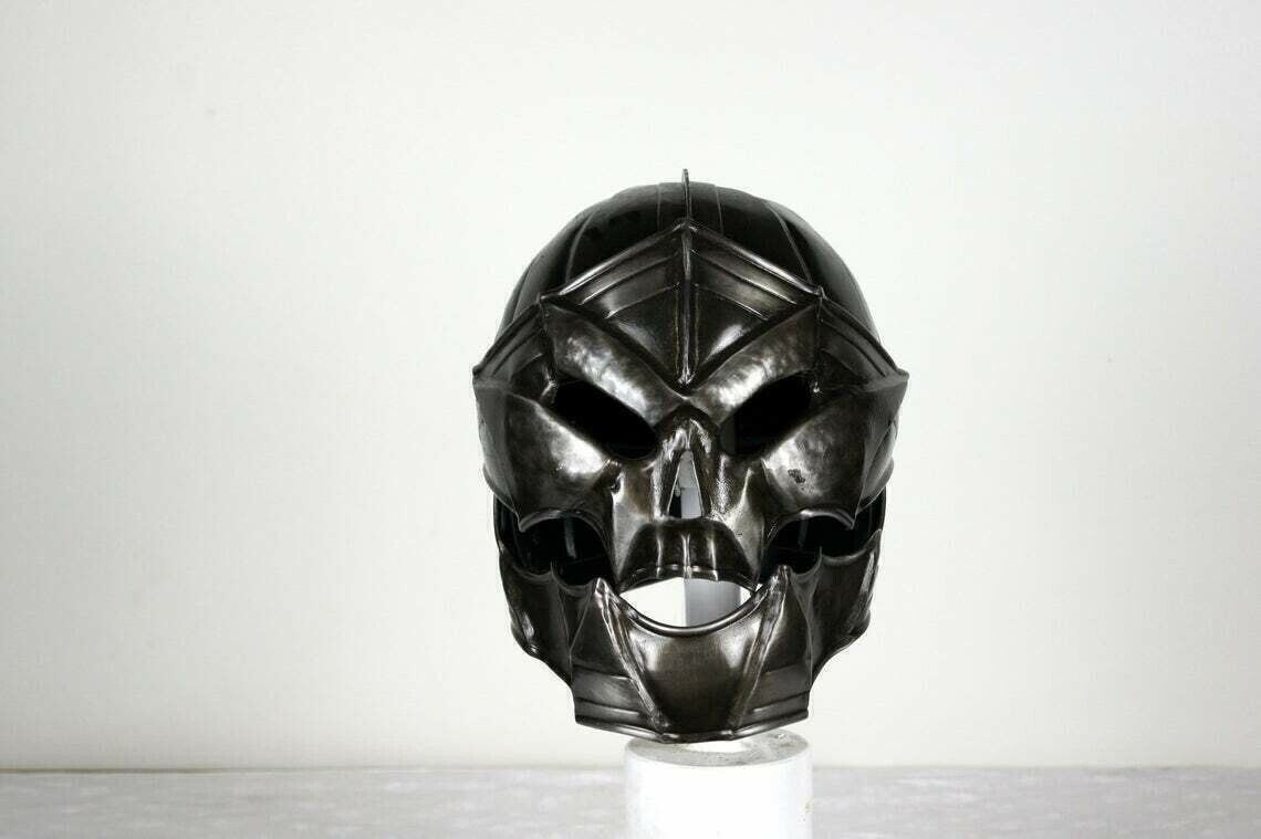 Halloween Blackened 18 Gauge Steel Medieval Demonic Face Death knight Helmet