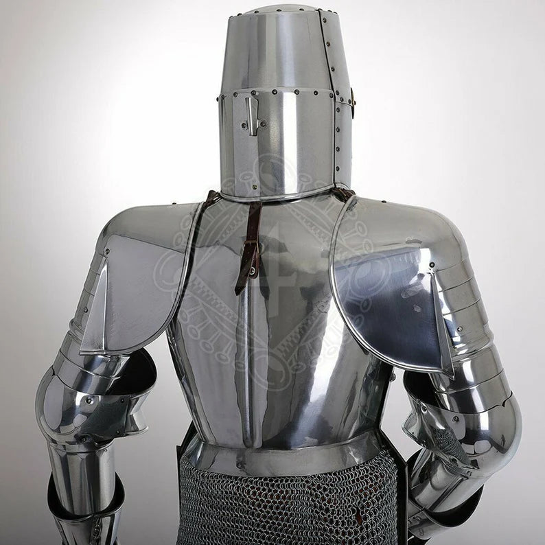 Crusader Armor, Steel Medieval Knight Templar Full Suit Of Armor