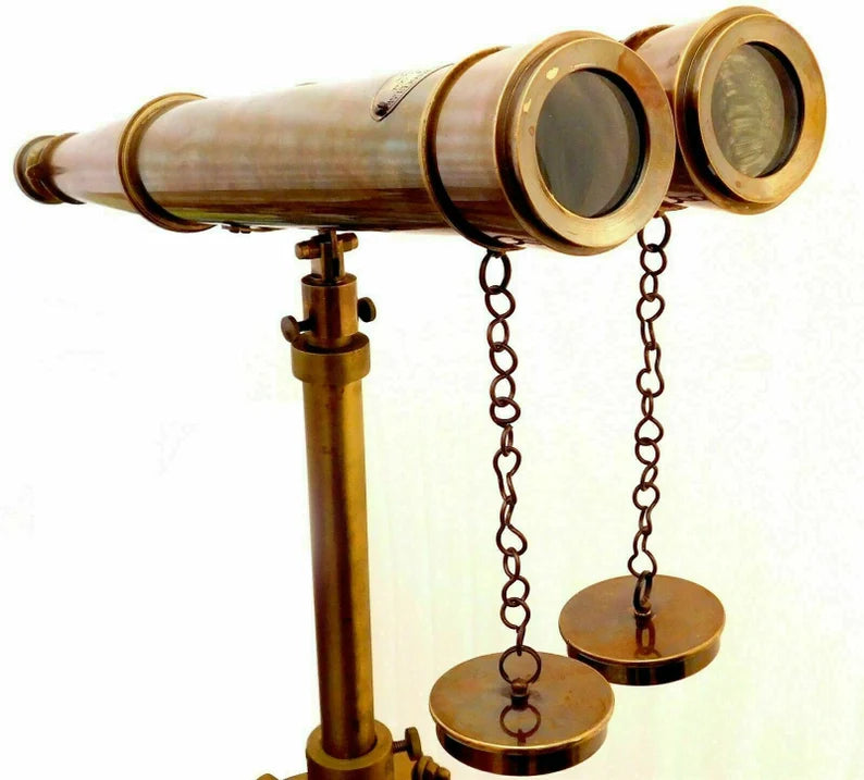 58' Nautical brass vintage binocular Victorian marine binocular with wood stand
