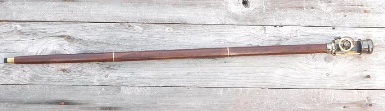 Retro Style Live Steam Engine Model Wooden Walking Cane Stick