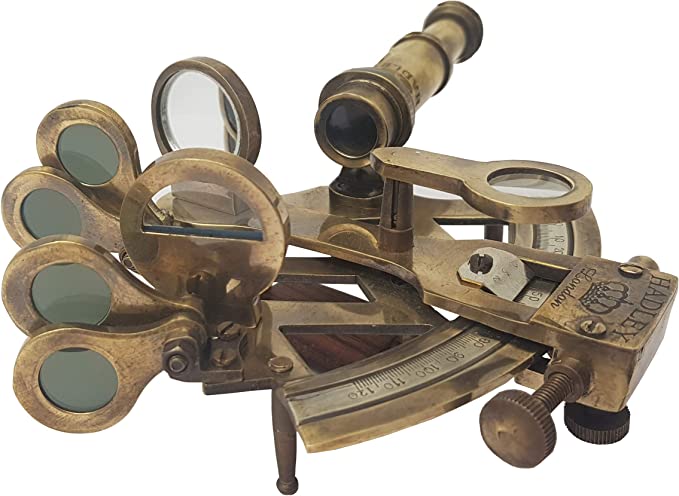 Nautical - Sextant Brass Navigation Instrument (4 inches, Antique Patina)