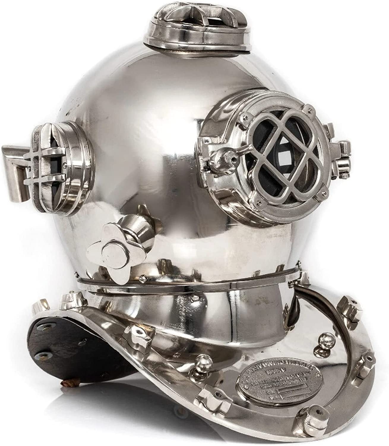 Silver Antique Vintage Diving Helmet Heavy Metal Divers Helmet Antique Scuba Sea Replica Us Navy Mark V