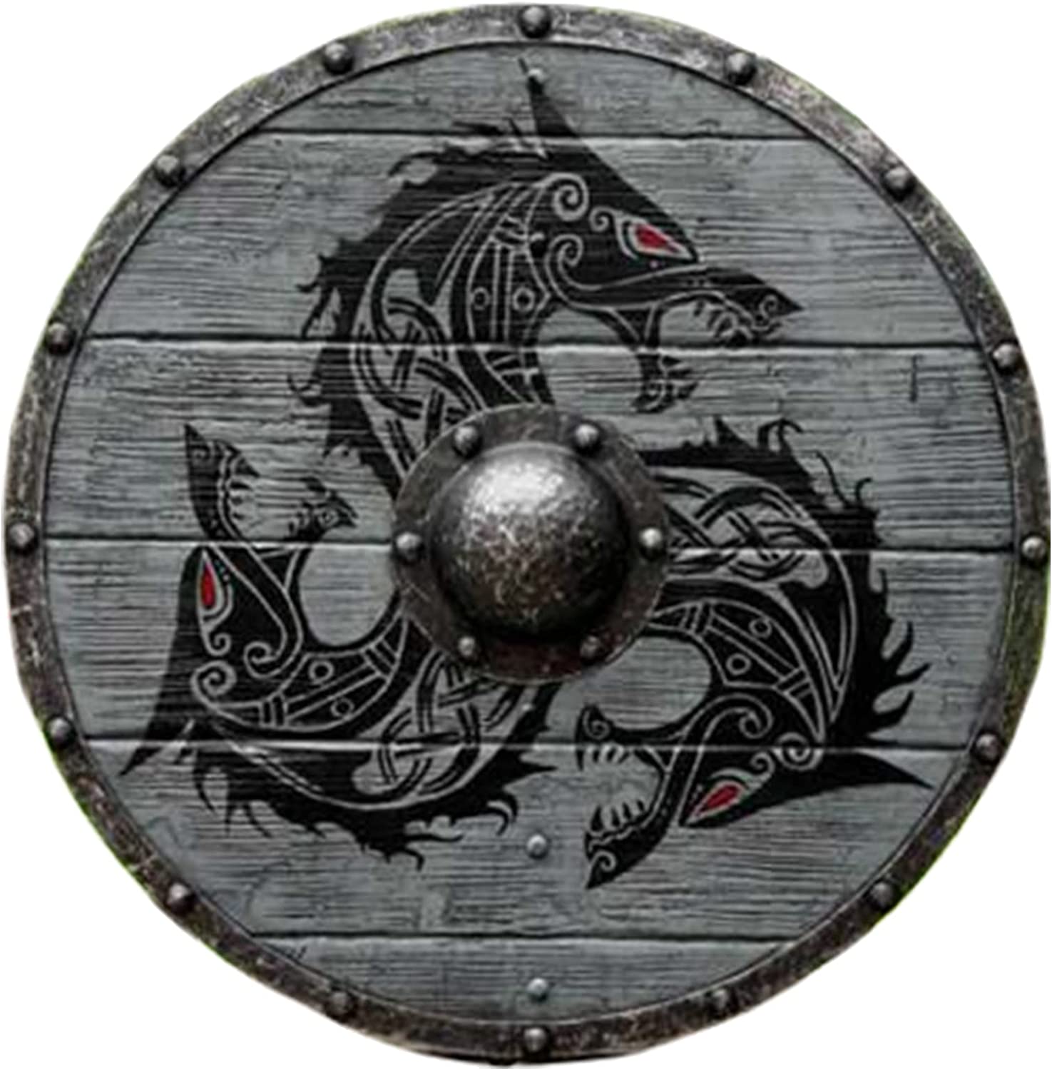 Medieval Fenrir Grey Wolf Shield Authentic Bettleworn Viking Battle Ready Shield Handmade Battle Warrior Shield