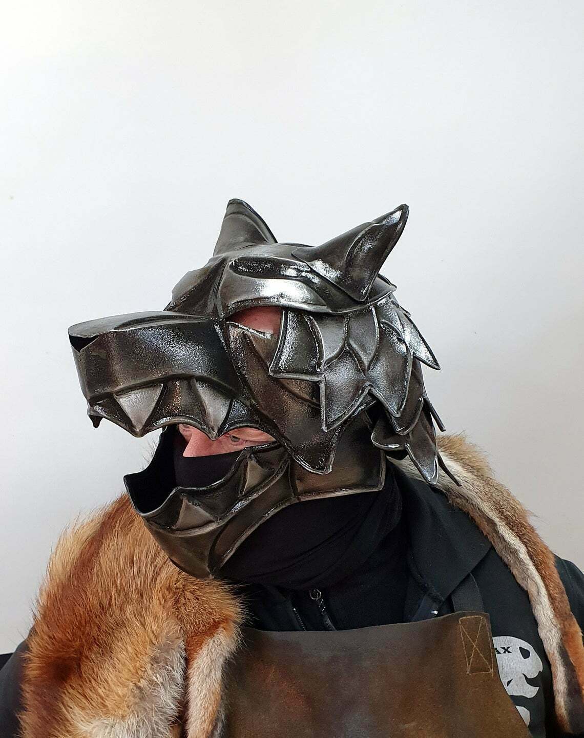 18GA Steel Medieval Great Wolf Helmet Medieval Viking Wolf Helmet Blackened Helmet