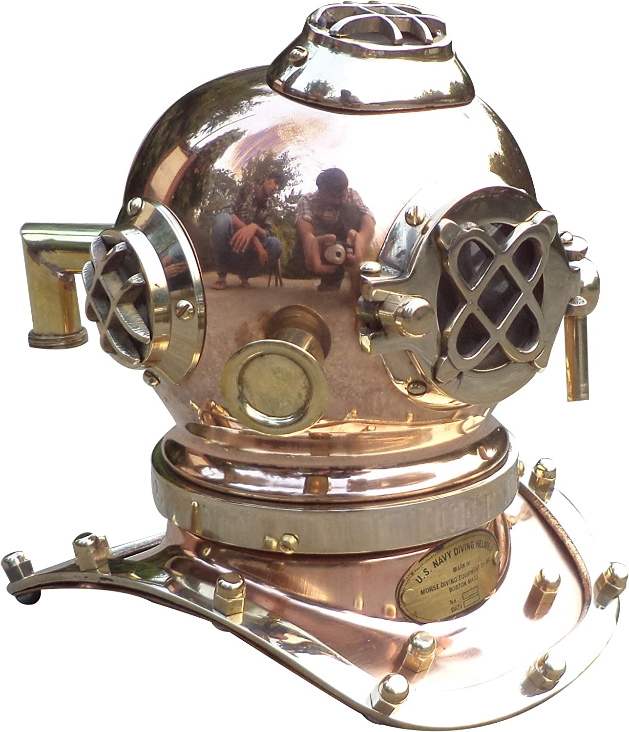 Antique Marine Mini Diving Helmet Replica Mark Us Navy Nautical Copper and Brass