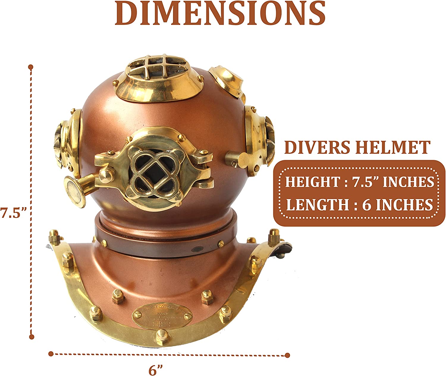 Vintage Handmade Marine Divers Diving Helmet Miniature US Navy  Copper Finish