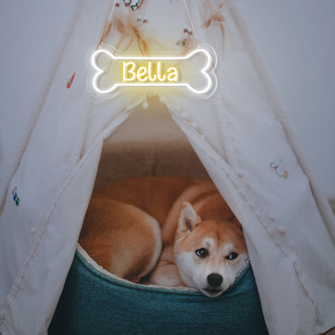 Dog name neon sign