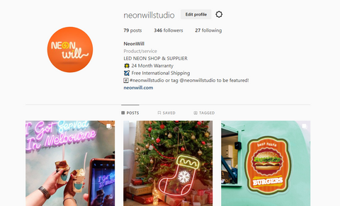 neon sign Social media