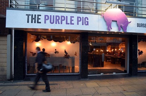 purple pig neon sign
