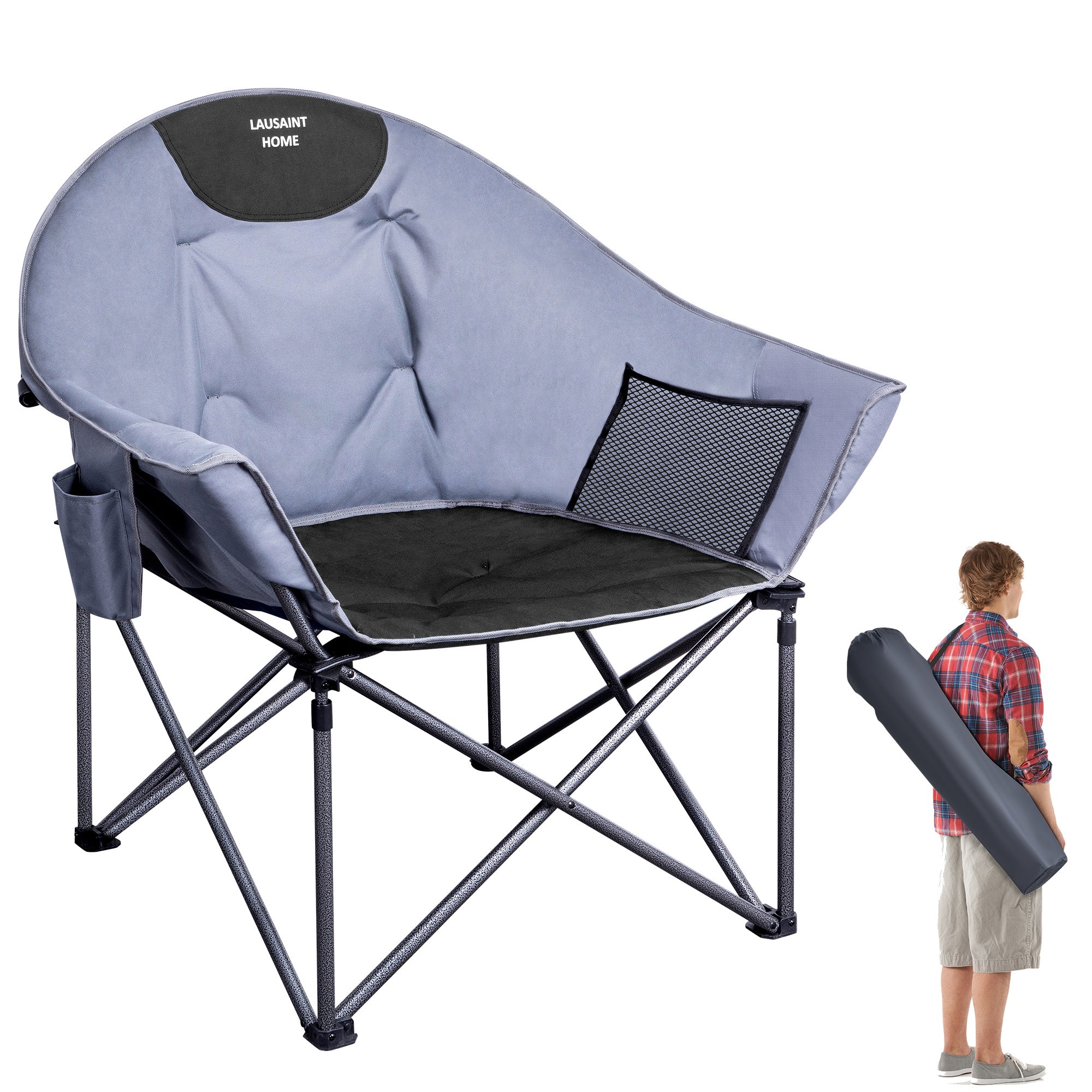 Oversized Camping Chairs, Folding with Carrying Bag, Lightweight Ergonomic Outdoor Lounge Chair