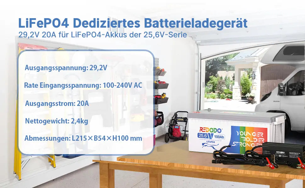 Redodo 14,6V 10A Lifepo4 Batterieladegerät für Lithium-Eisenphosphat-Batterien