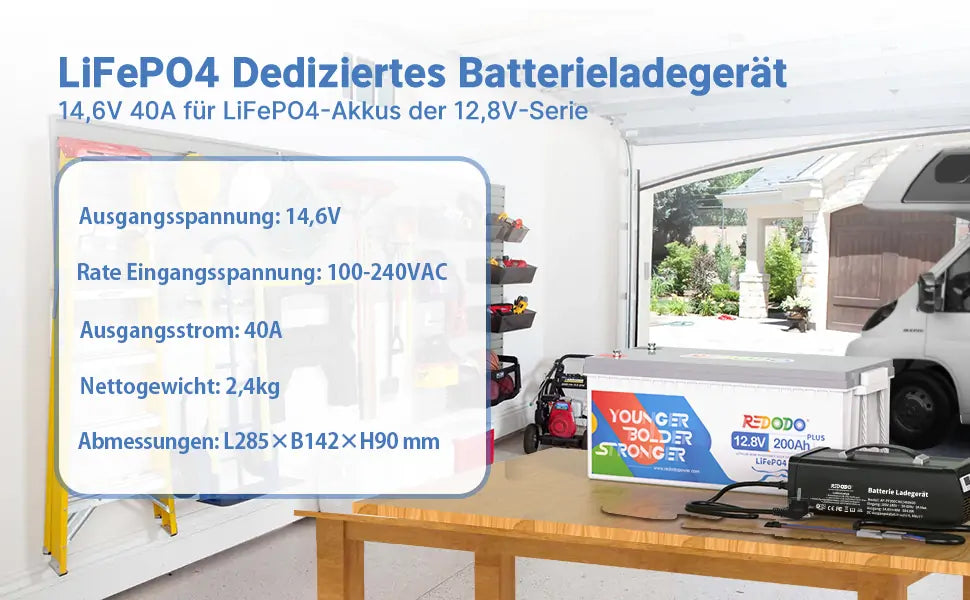 Redodo 14,6V 10A lithium lifepo4 batterie Ladegerät
