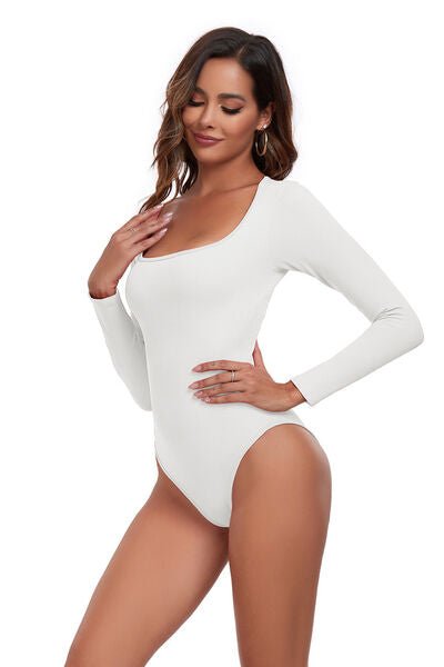 Square Neck Long Sleeve Active Bodysuit