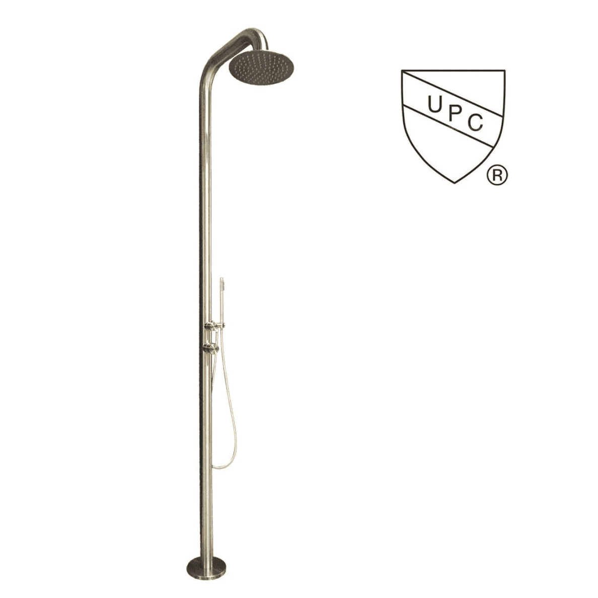 Heatgene Stainless Steel Freestanding Outdoor Shower with Handheld Shower for Outside/Swimming Pools