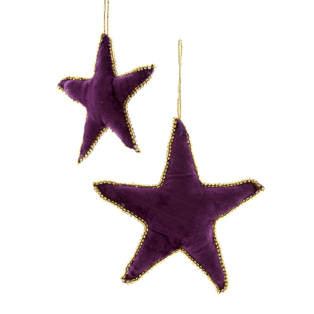 Velvet Purple Star Ornament Set