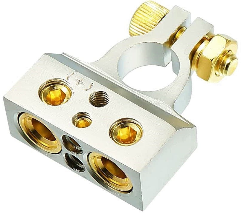 8 DC Sound DBTC300PN 0/2/4/6/8 AWG Single Positive & Negative Power Battery Terminal Connectors Chrome