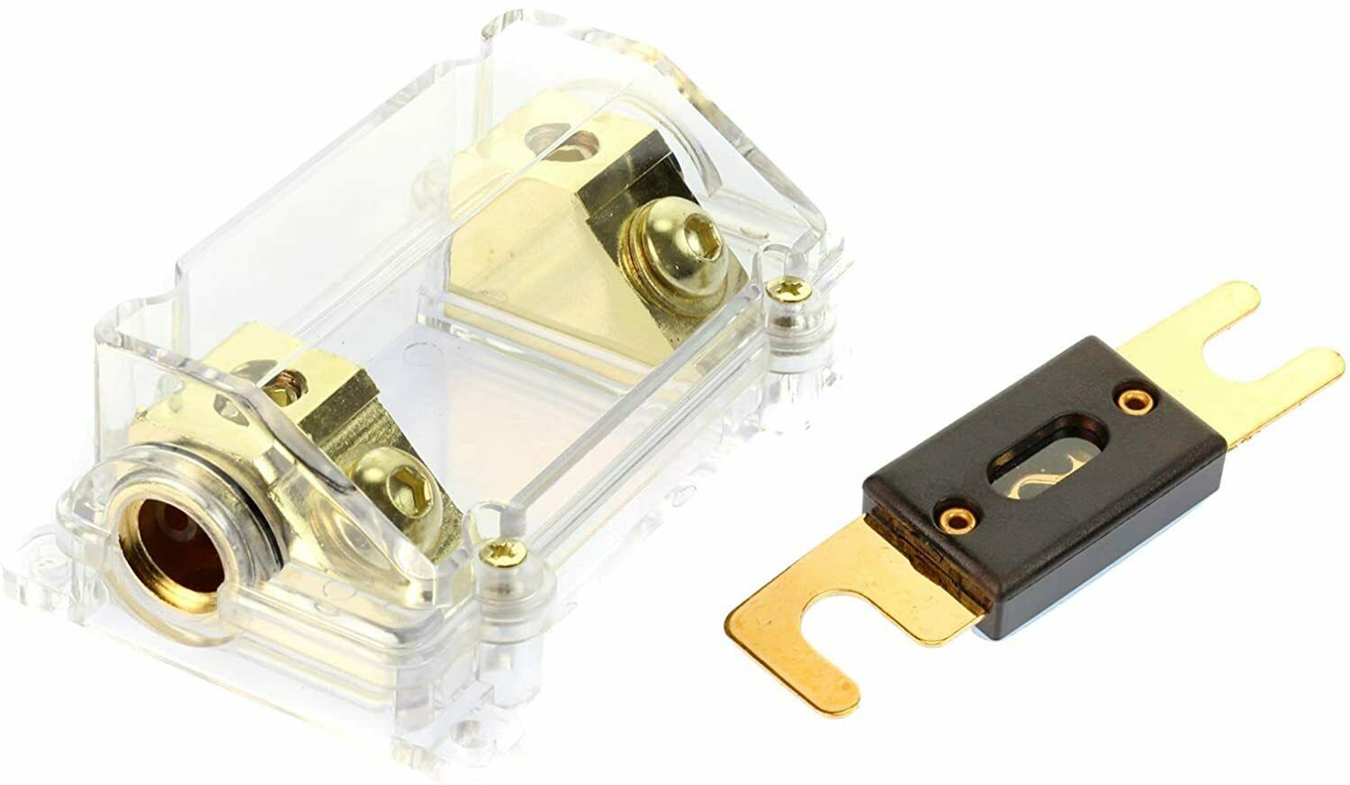 Absolute USA ANH-0 Gold Inline ANL Fuse Holder Fits 0, 2, 4 Gauge with 300AMP Fuse