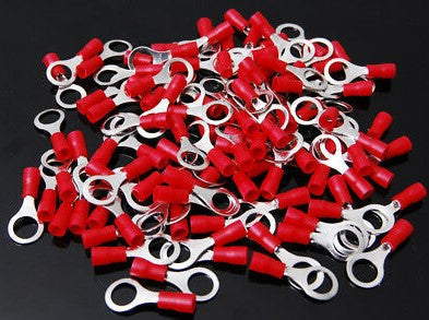 MK Audio MRT2218R 200 pcs #8 Red MRT2218R 22/16 Gauge Vinyl Insulated Connectors Ring Terminal